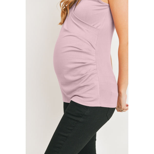 Rouched Side Maternity & Nursing Tank Top - Lavender