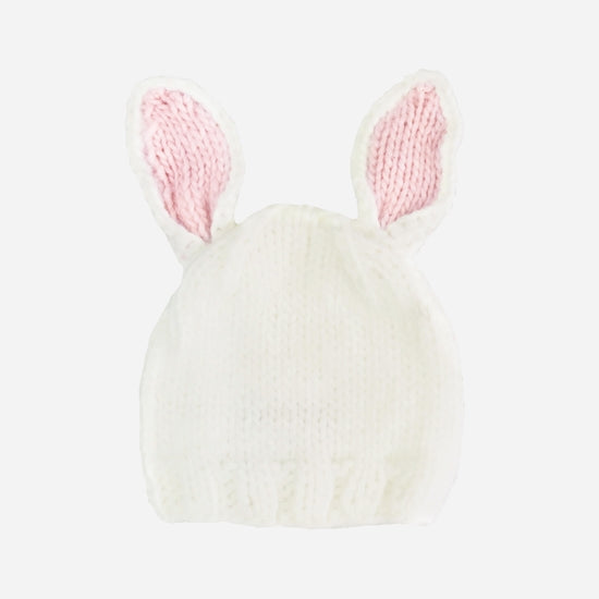 Bailey Bunny Knit Hat - White With Pink Ears