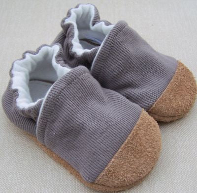 Organic Cotton Knit Slippers - Ribbed Mushroom