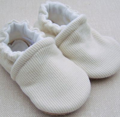 Organic Cotton Knit Slippers - Ribbed Cream