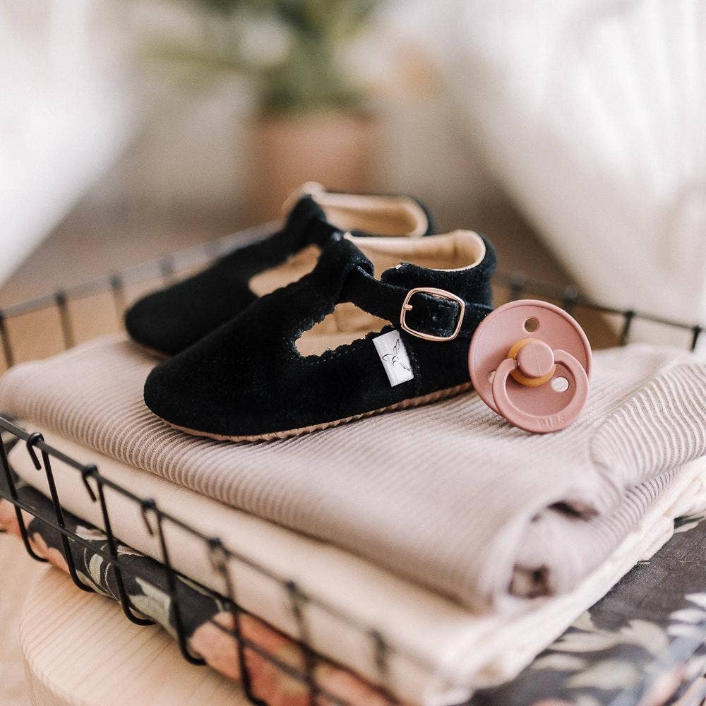 Black T-Bar Moccasin with Anti-Slip Sole