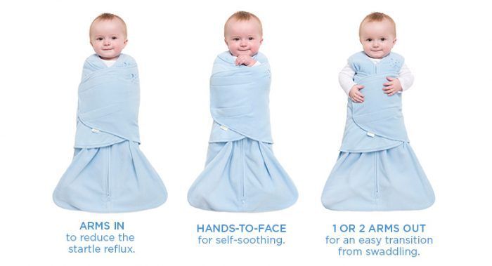 baby halo swaddle hands to face