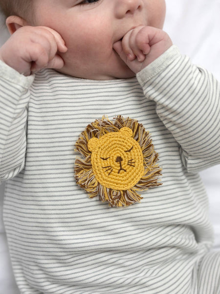 Organic Cotton Crochet Baby Romper - Leo Lion