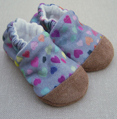 Organic Cotton Knit Slippers - Watercolor Hearts