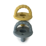 Braid Sweetie Soother Pacifiers - 2 Pack - Dark Grey & Mustard