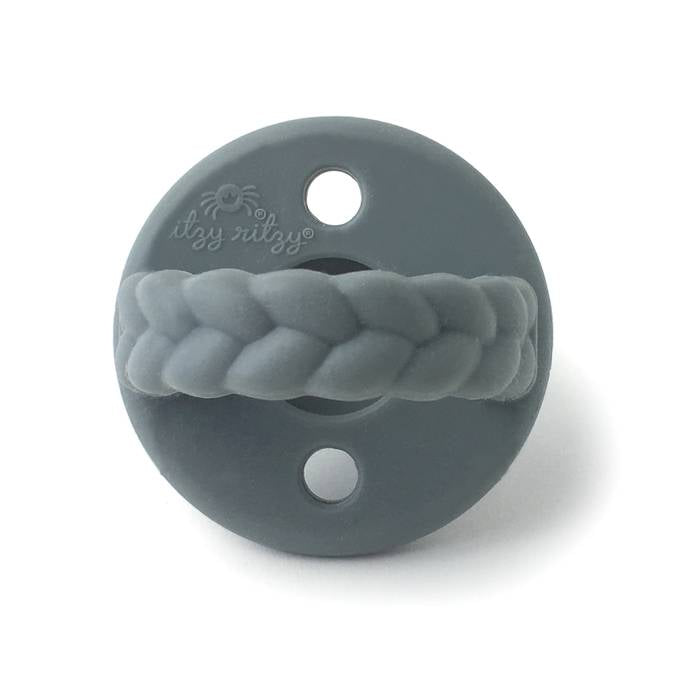 Braid Sweetie Soother Pacifiers - 2 Pack - Dark Grey & Mustard