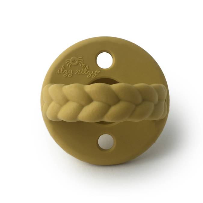 Braid Sweetie Soother Pacifiers - 2 Pack - Dark Grey & Mustard