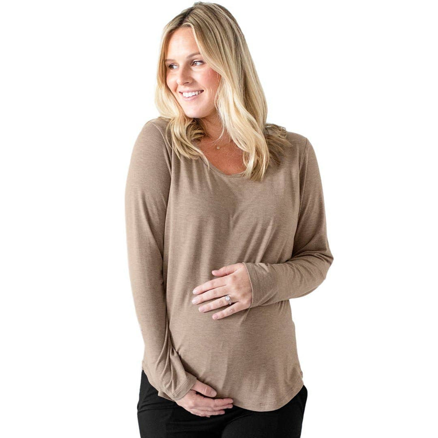 Bamboo Nursing & Maternity Long Sleeve Shirt - Wheat