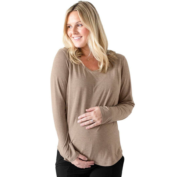 Bamboo Nursing & Maternity Long Sleeve Shirt - Wheat