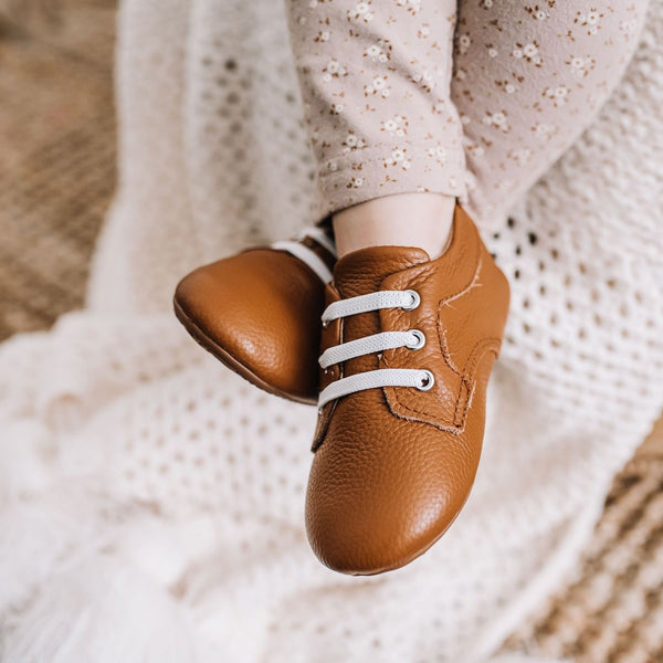 Elastic Laced Oxford - Saddle Brown