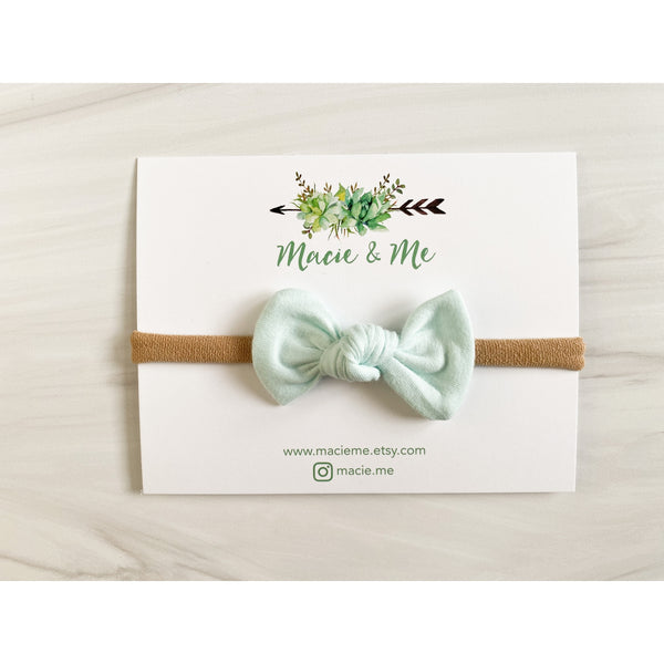 Tied Bow on Nylon Headband - Various Colors