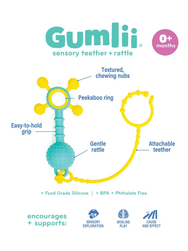 Gumlii - Sensory Teether + Rattle