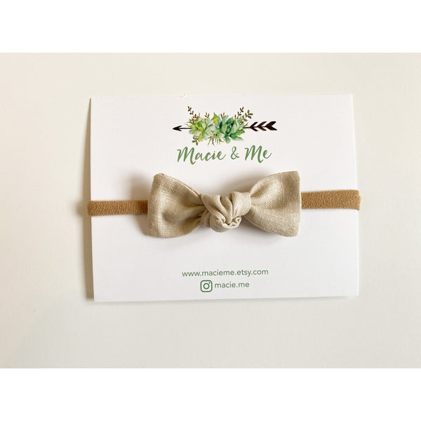Tied Bow on Nylon Headband - Various Colors