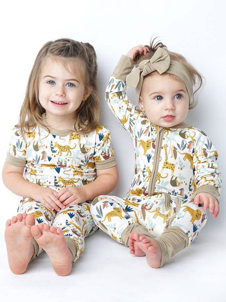 Bamboo Baby Convertible Romper - Jungle Friends