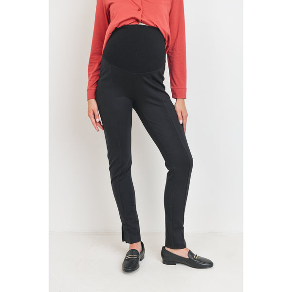 Viscose Nylon Slim Leg Maternity Pants - Black