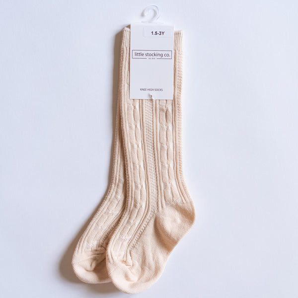 Cable Knit Knee High Socks - Various Colors and Sizes