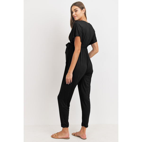 Kimono Maternity/Nursing Jumpsuit - Black