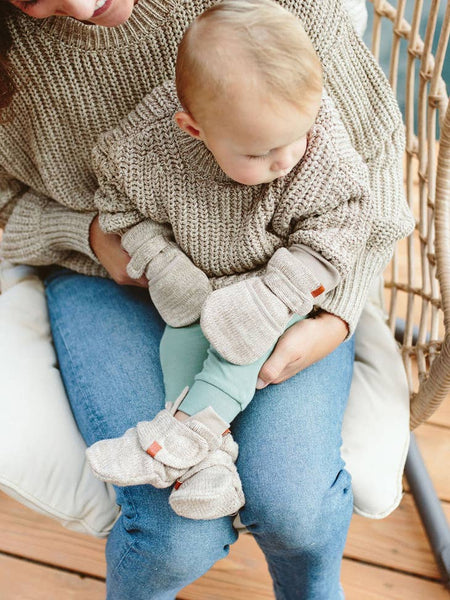 Organic Cotton Knit Stay-On Mitts - Various Colors