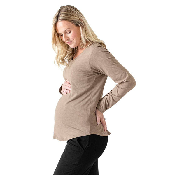 Bamboo Nursing & Maternity Long Sleeve Shirt - Wheat