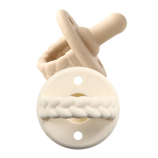 Braid Sweetie Soother Pacifiers - 2 Pack - Toast & Buttercream