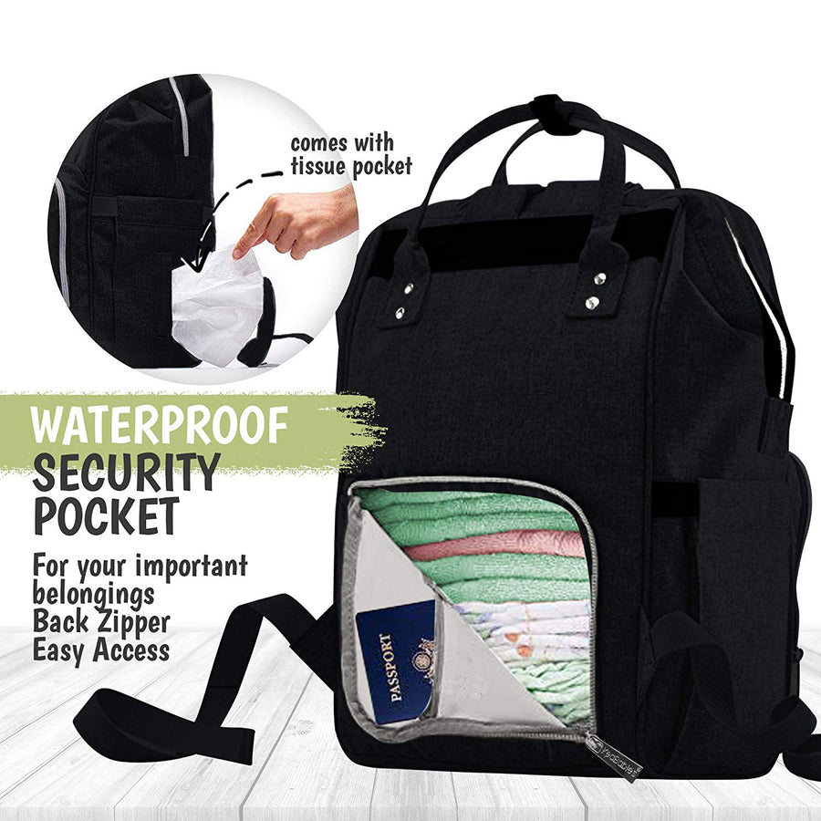 Original Diaper Backpack with Changing Pad - Trendy Black