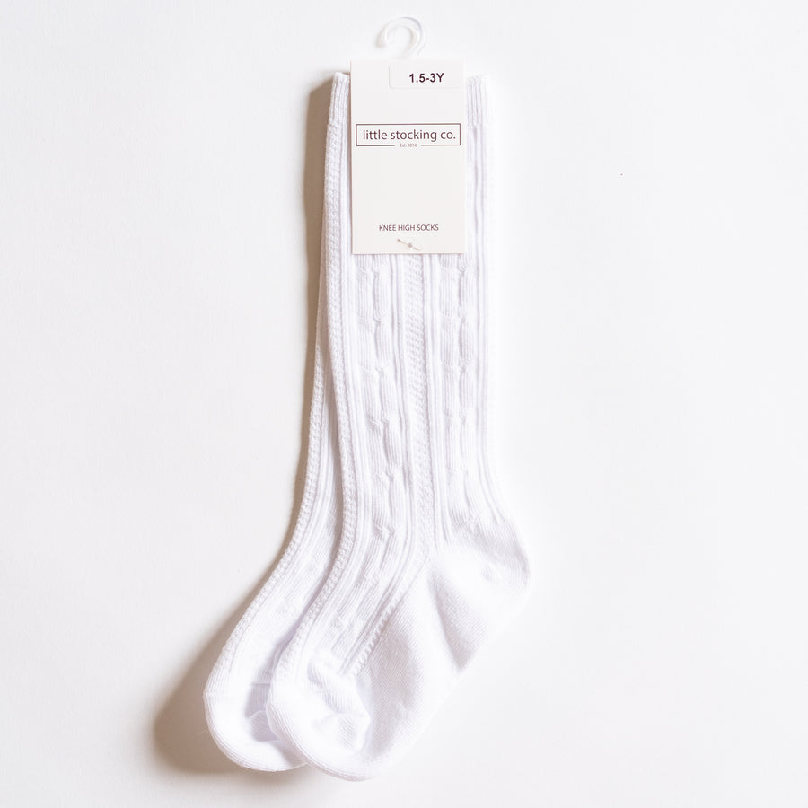 Cable Knit Knee High Socks - Various Colors and Sizes