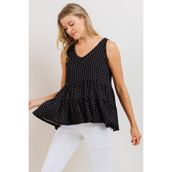 V Neck Flowy Maternity Top - Black
