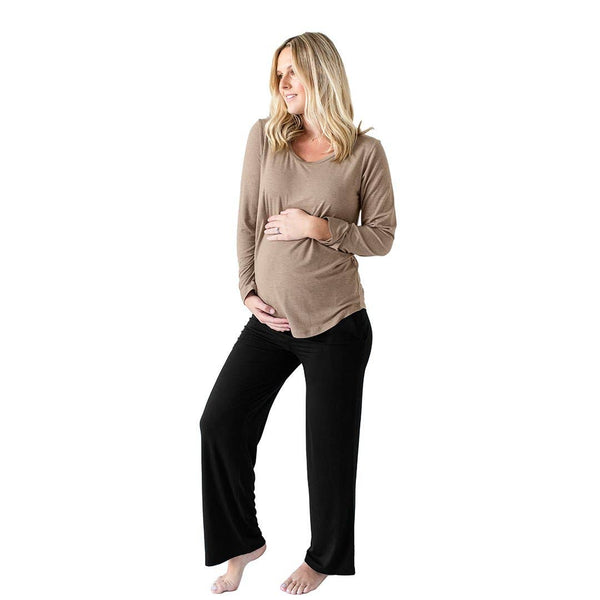Bamboo Nursing & Maternity Long Sleeve Shirt - Wheat