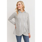 French Terry Crossover Maternity and Nursing Hoodie - Heather Grey