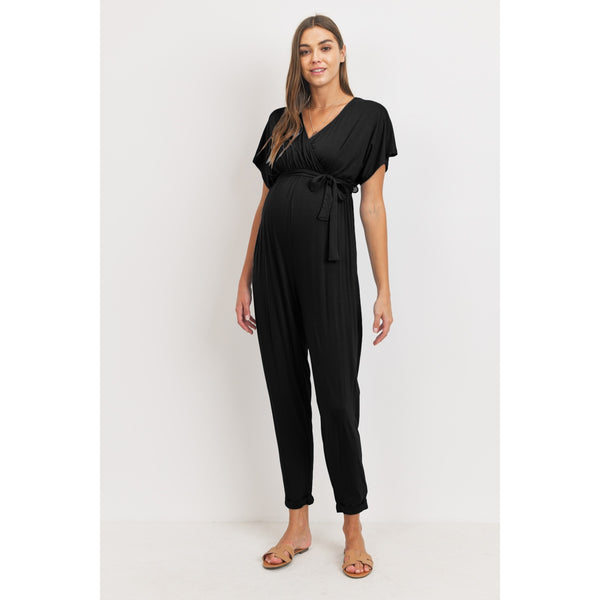 Kimono Maternity/Nursing Jumpsuit - Black