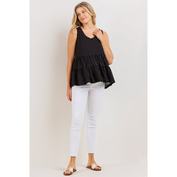V Neck Flowy Maternity Top - Black