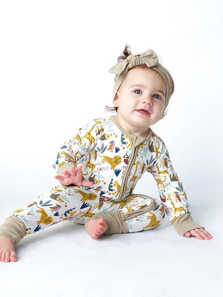 Bamboo Baby Convertible Romper - Jungle Friends