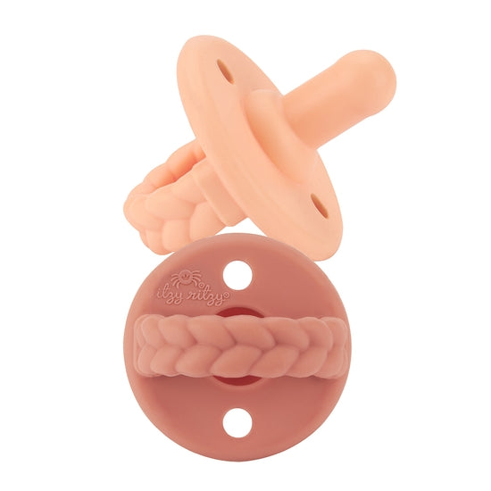 Braid Sweetie Soother Pacifiers - 2 Pack - Apricot & Terracotta