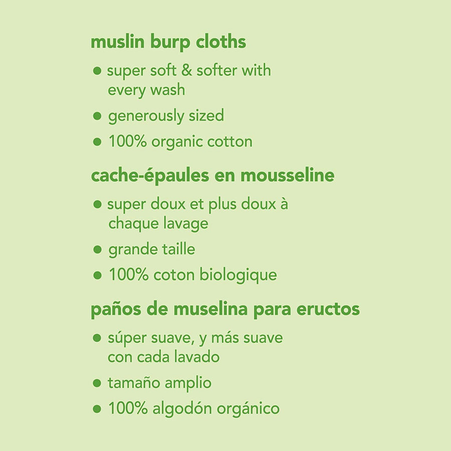 Muslin Burp Cloths - Various Colors