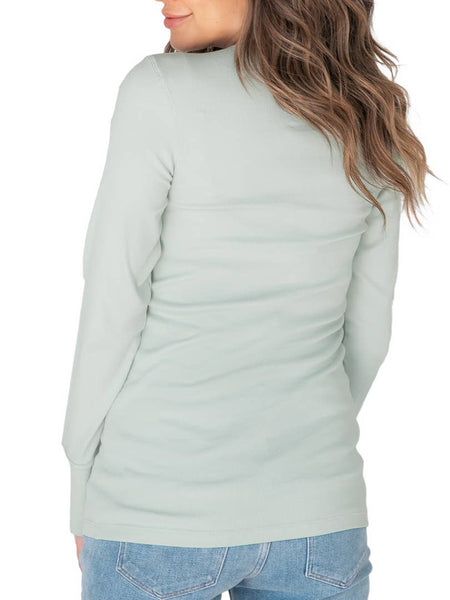 Organic Cotton Henley Nursing & Maternity Long Sleeve Shirt - Sky Grey