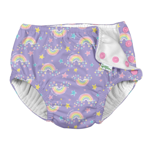 Snap Reusable Swimsuit Diaper - Violet Rainbows