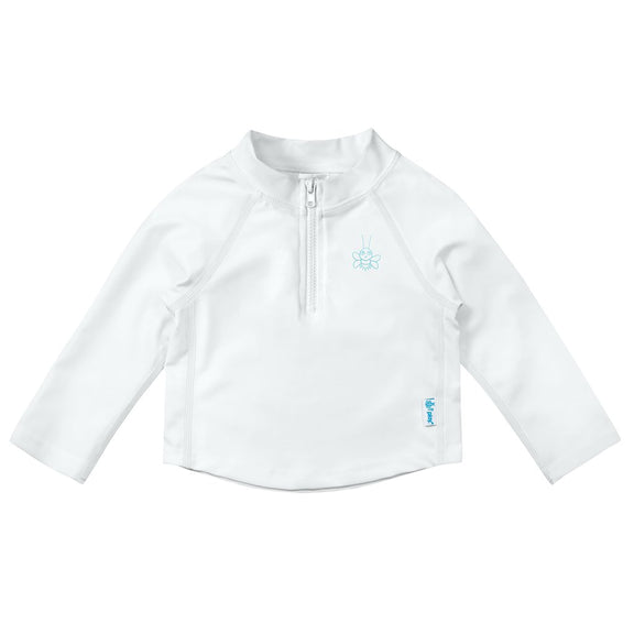 Long Sleeve Zip Rashguard Shirt - White