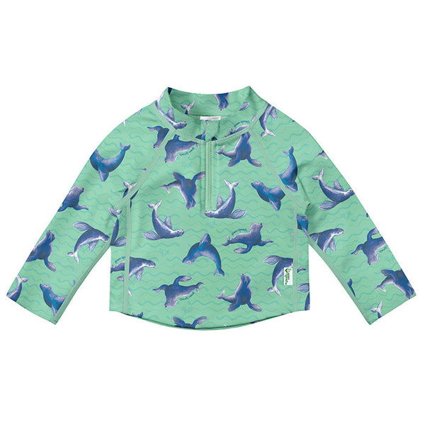 Long Sleeve Zip Rashguard Shirt - Seafoam Sea Lions