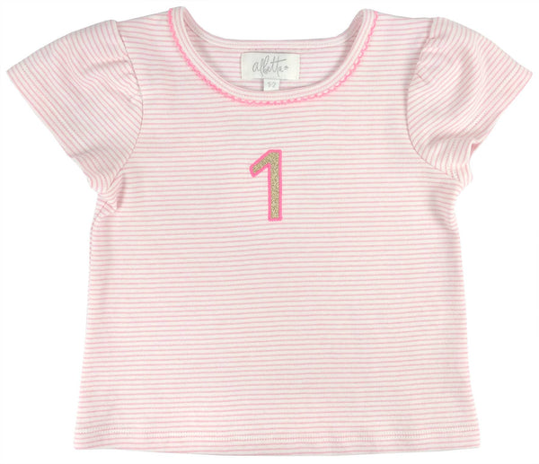 1st Birthday Shirt - Pink Stripe