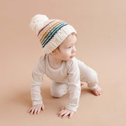 Rainbow Stripe Knit Hat - Retro