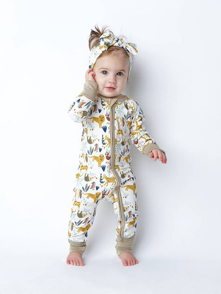 Bamboo Baby Convertible Romper - Jungle Friends