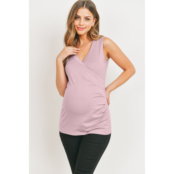 Rouched Side Maternity & Nursing Tank Top - Lavender