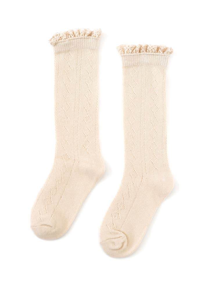 Vintage Lace Top Knee High Socks - Various Colors and Sizes