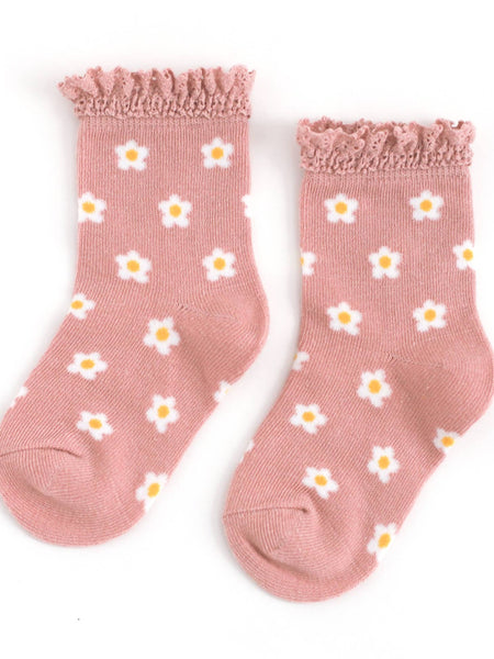 Lace Midi Socks - Blush Flowers