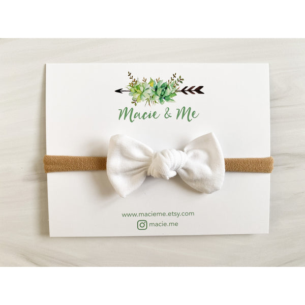 Tied Bow on Nylon Headband - Various Colors