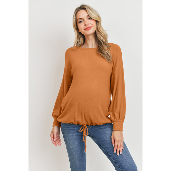 Rayon Rich Hacci Brushed Maternity Tunic - Rust