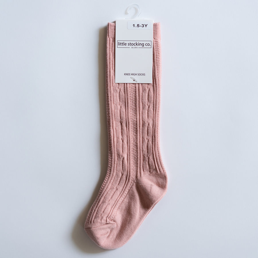 Cable Knit Knee High Socks - Various Colors and Sizes
