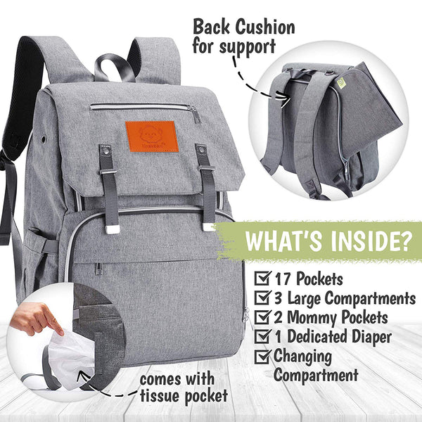 Explorer Diaper Backpack - Classic Gray