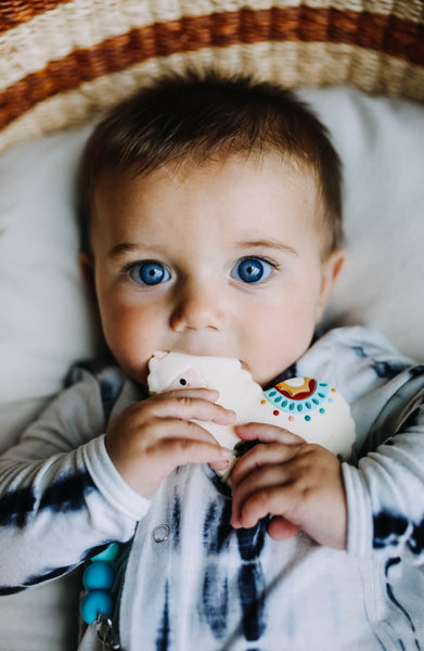 Silicone Teether With Gem Clip - Llama