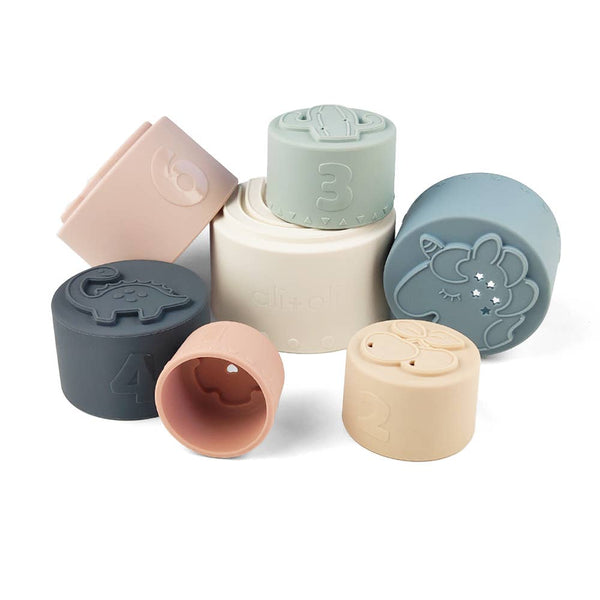 Soft Silicone Stacking Cups with Shapes